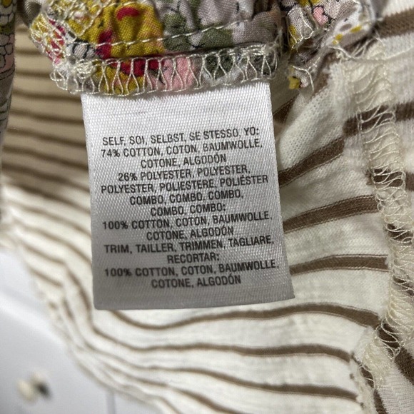 Postmark Anthropologie Mixed Print T-shirt Size XS Beige Ivory Polka Dot Stripe - Picture 7 of 11